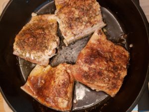 Blackened Salmon cooking