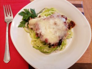 Keto Parmesan Chicken over Zoodles