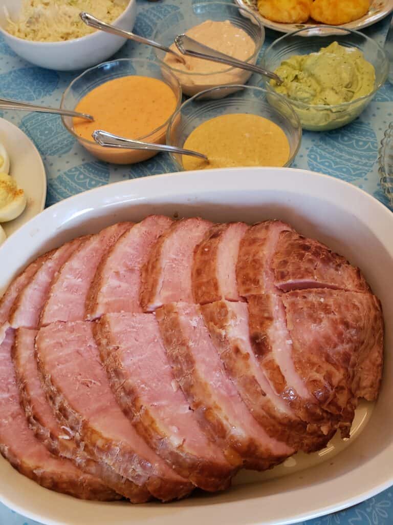 Simple Keto Ham with Fancy Dipping Sauces