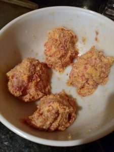 ingredients for Low Carb Gluten Free Sausage Balls in mixing bowl