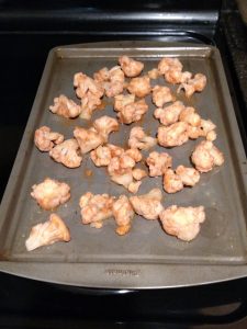 cauliflower on baking sheet